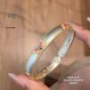 Butterfly Lion Dance Enamel Bracelet: Women's Sterling Silver with Gold Inlay - Chinese Style, Openable, Light Luxury Design.