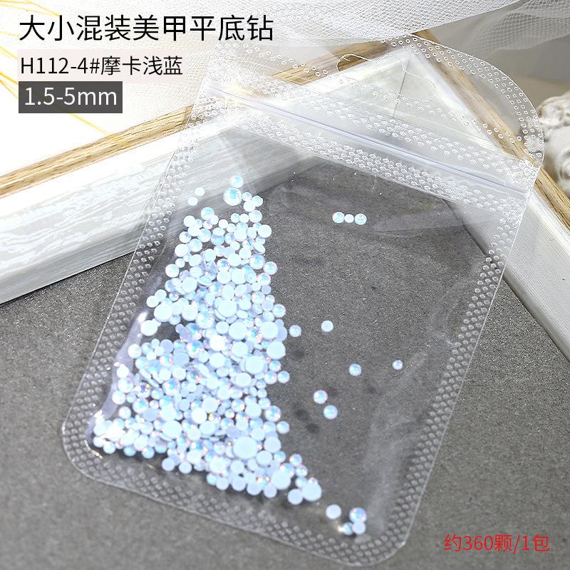 Size Mixed Crystal Mocha Protein Drill Nail Decoration Flat Bottom Round Glass Nail Art Trinket