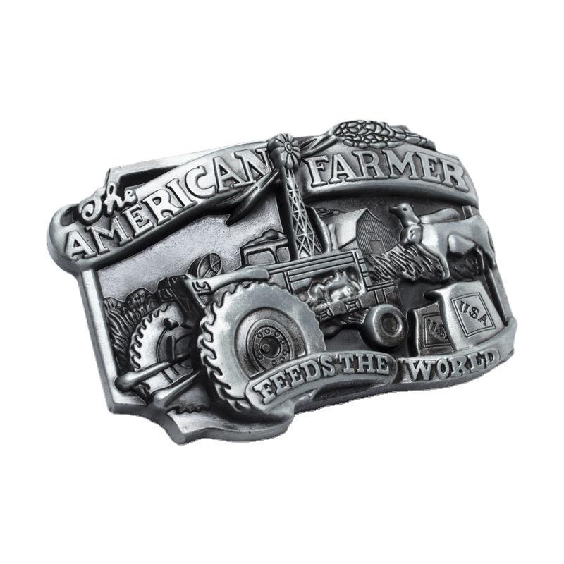 Personalized American Farmer Agricultural Tractor Zinc Alloy Belt Buckle