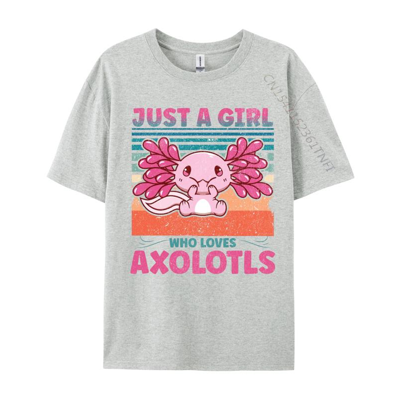 Loves Axolotls Tshirt Plain Autumn Cotton Male Tops Tees TShirt Kawaii Axolotls Tshirts Anime T Shirts