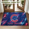 Crystal Velvet Square Rug Custom NameChicago Cubs Pattern Non Slip Home Floor Decor Rug