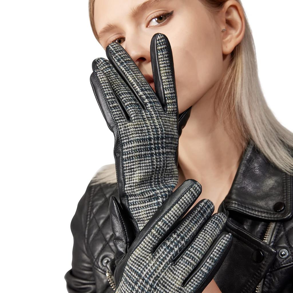 GSG Leather Smartphone Winter for and Touchscreen Product 210008 Women's Gloves, Compatible, Wool-Made, Warm, Leather, Driving, Motorcycles,