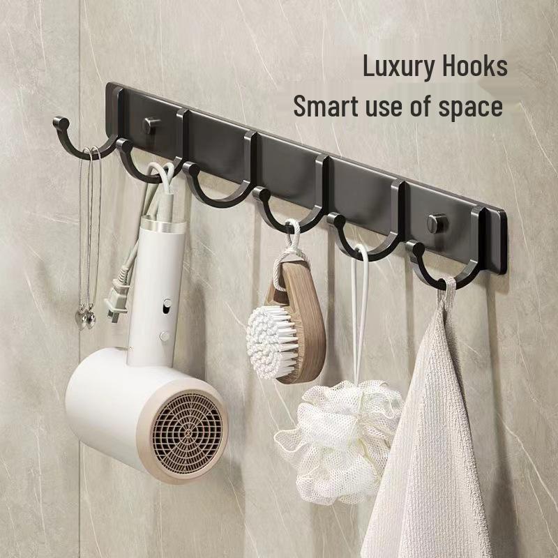 Adhesive Space Aluminum Hook for Bathroom & Kitchen - Punch-Free Coat & Clothes Hanger 