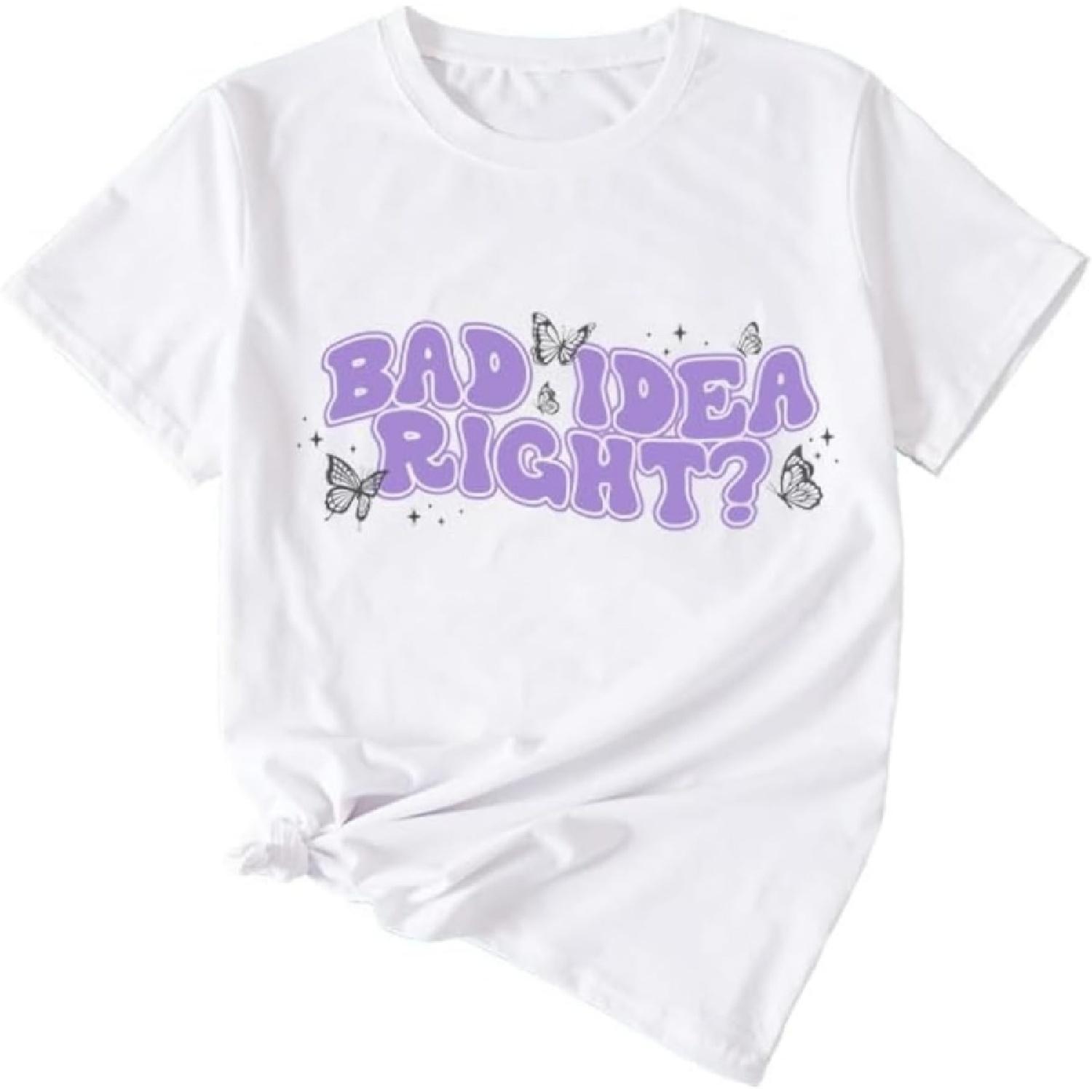 YLISA Bad IDEA Right Shirts for Women Concert Fans Tshirt Pop Rock Music T Shirt Purple Funny Graphic Tee S