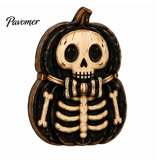 Rustic Style Ornament Set Wooden Halloween Ornaments, Retro Desktop Decorations for Home Table Tiered Decor Tray Decor, Pumpkin/Black Cat/Ghost/Bat
