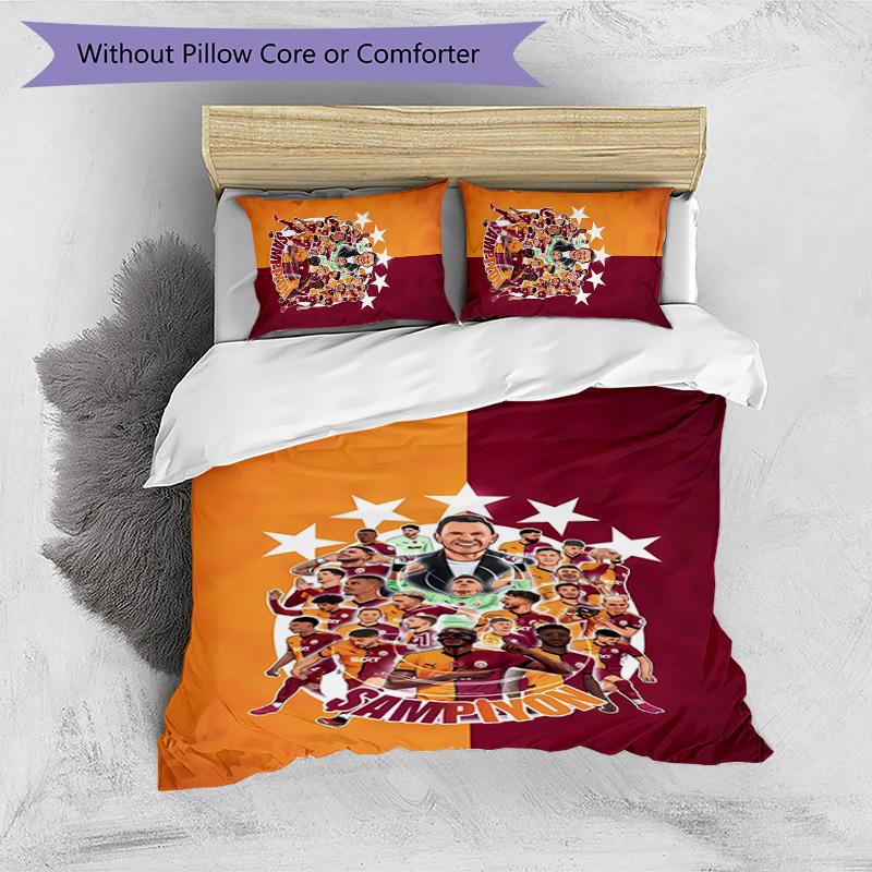 Set Lenzuola Stampato Galatasaray 3 Pezzi Morbido Traspirante Copripiumino Federe Set Lavabile Decorazione Camera da Letto Regalo per la Casa