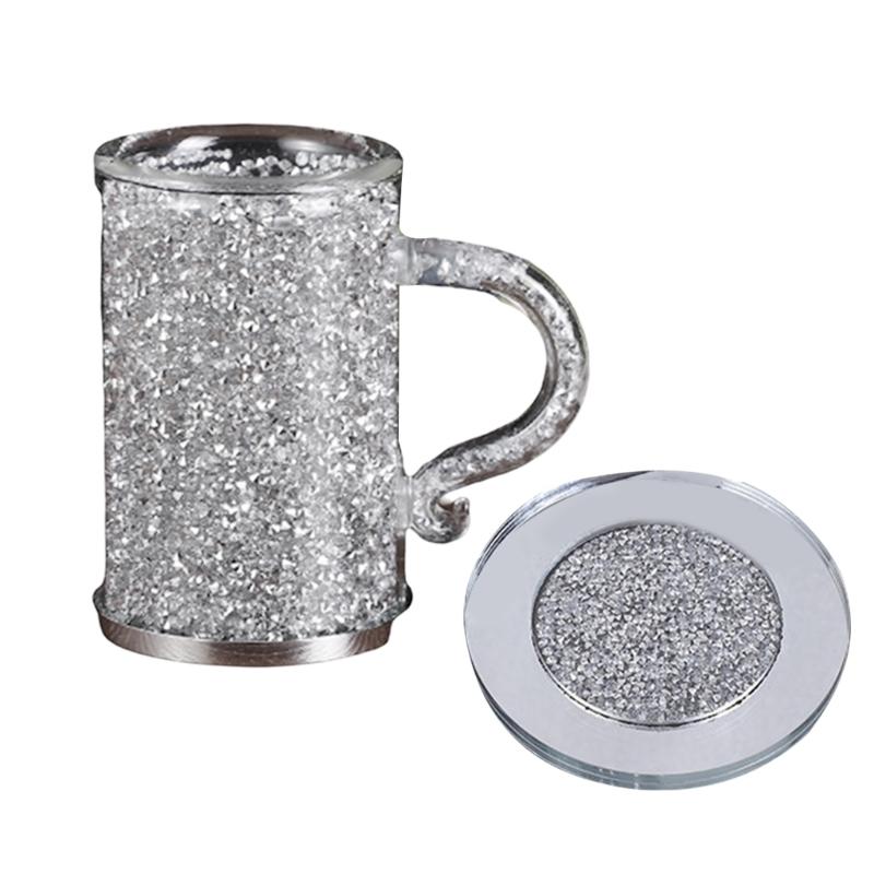 Crystal Glass Coffee Cup with Handle Double Layer Heat Insulation Water Tumblers Drinking Cups Wine Glasses Teas Cups