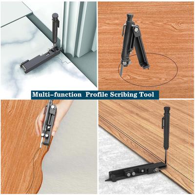 Precision Multi-Functional Aluminum Alloy Contour Gauge Scribing Tool with Depth Measurement for Woodworking, Carpentry