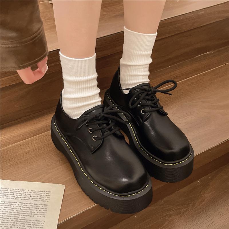 Fashion Black 2025 New Platform Retro French Japanese Single Shoes Versatile