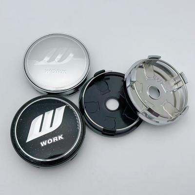 4pcs 60MM ( 56MM I.D ) Car Wheel Center Caps with W Work Logo Emblem Wheel Hubcaps Auto Rim Cover Black/Silver Car Accessories
