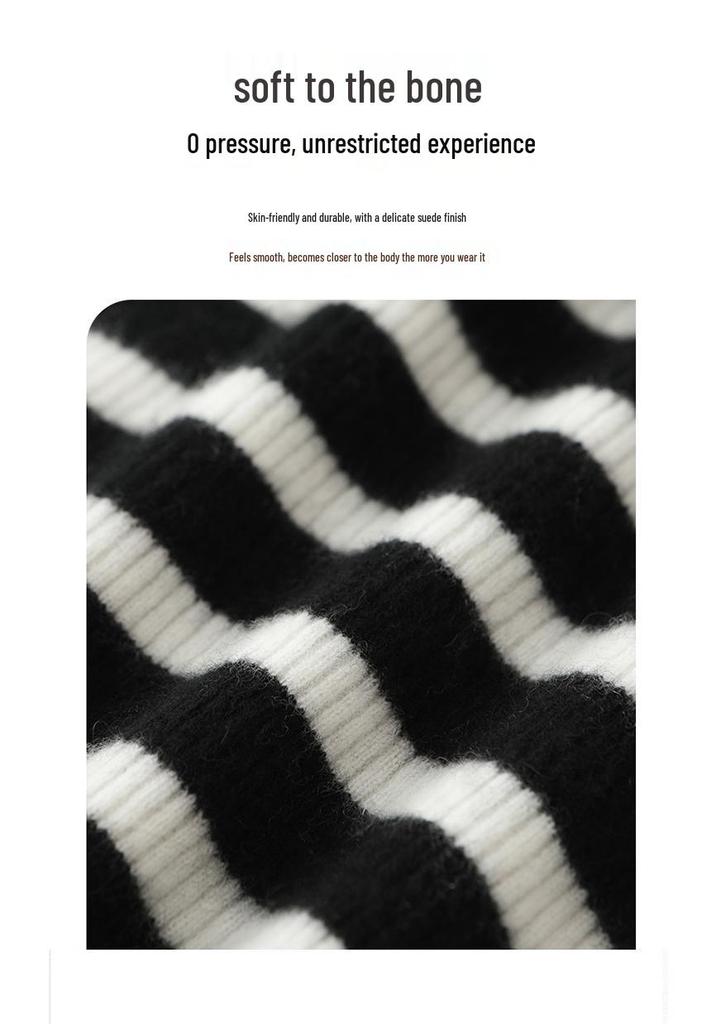 Lekasha Women's European-Style Cashmere Striped Knit Sweater - Long-Sleeved Autumn/Winter Pullover