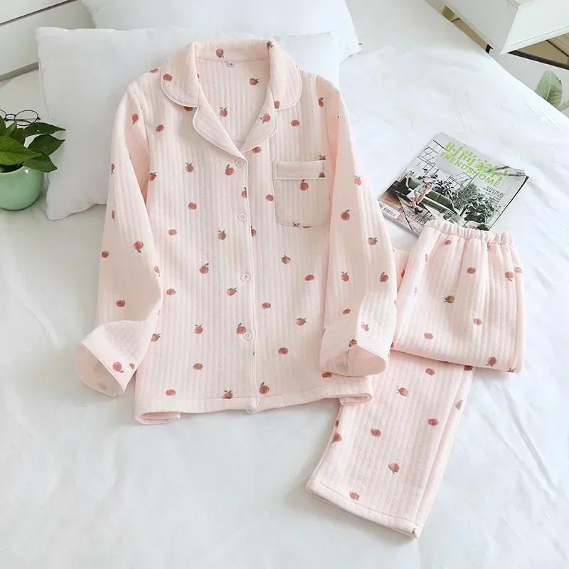 Japanese New Arrival Style Autumn and Wintertime Long-sleeved Trousers, Pure Cotton Air Cotton, Warm Ladies Pajamas, Home Service Sleepwear
