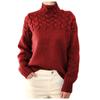 Women's Fashionable Long-sleeved High-neck Knitted Flower Pullover Sweater Sweater Top
