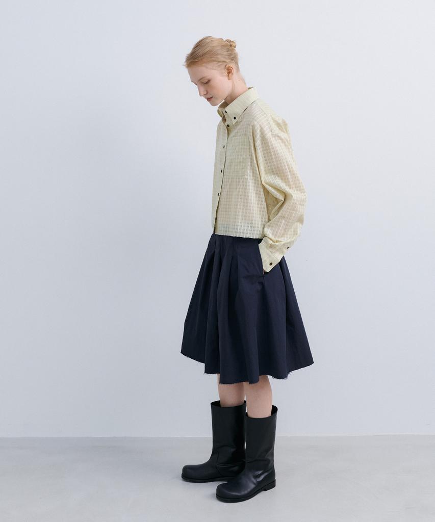 Epinggeulleo Low Edge Pleated Skirt - Navy