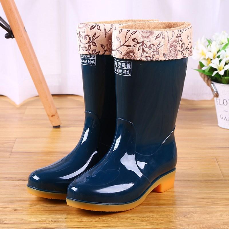 Iarna Blană Caldă Femei Cizme de Ploaie cu Platformă Pvc de Înaltă Calitate Cizme de Ploaie pentru Femei Slip-on Mid-calf Cizme pentru Fete