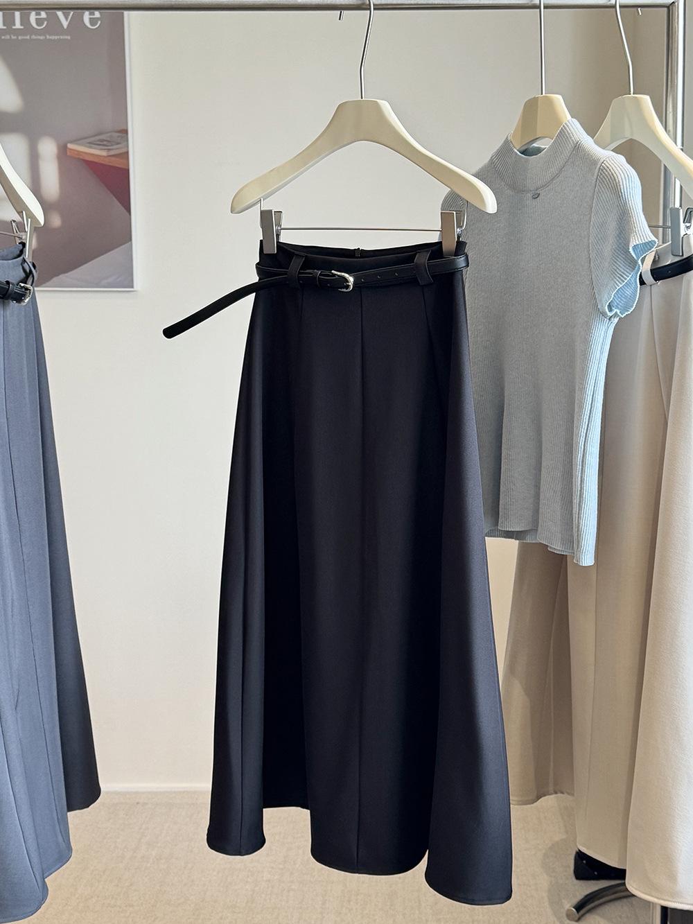Elegant Drapey A-line Women s Umbrella Skirt - Slimming Mid-length, Autumn 2025 M чёрный