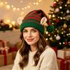 Chapeau de Noël en tricot rayé avec oreilles d'elfe et pompon pour l'hiver
