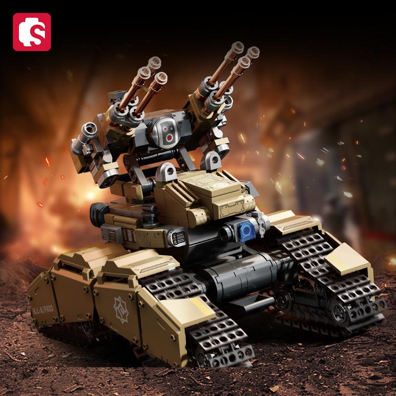 SEMBO BLOCK The Wandering Earth Series  Building  Block Military  Series Machine Gun Tank Model Brick Ornaments  Boys Toys Gifts