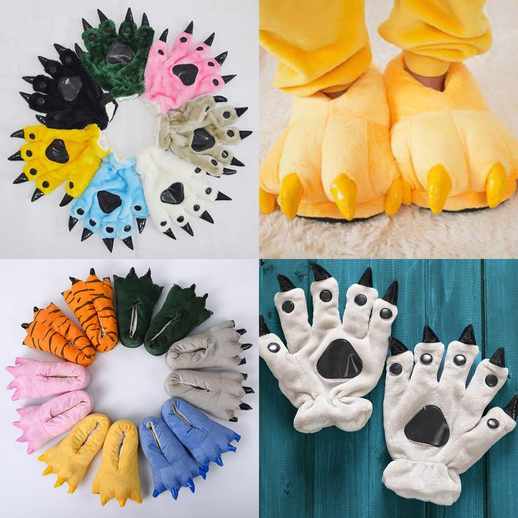 Cozy Dinosaur Cosplay Costume Slippers With Soft Plush Paw Shoes For Winter Warmth