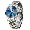 PINDOWS Diamant Business Kleid Analog Quarz Luxus Wasserdicht Leuchtend Datum Edelstahl Klassische Modeuhr Herrenuhr, Anzeige, Zweifarbig