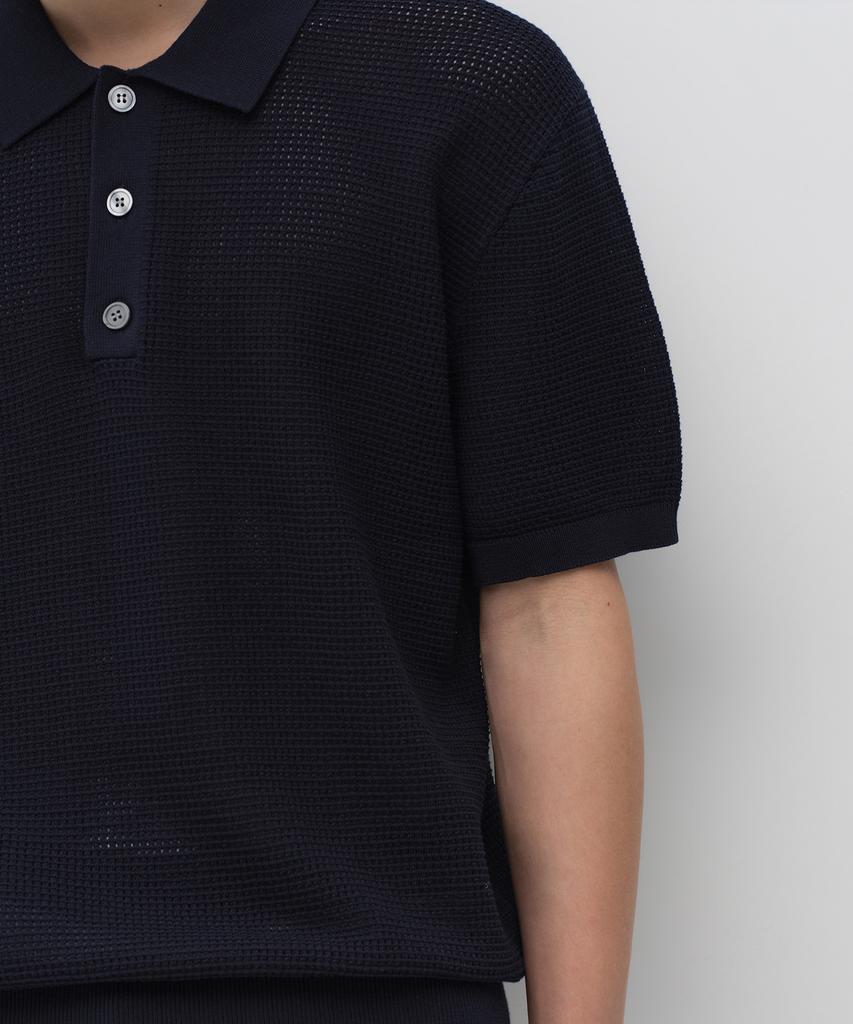 MUSINSA STANDARD Crochet Knitted Polo Shirt [Navy]