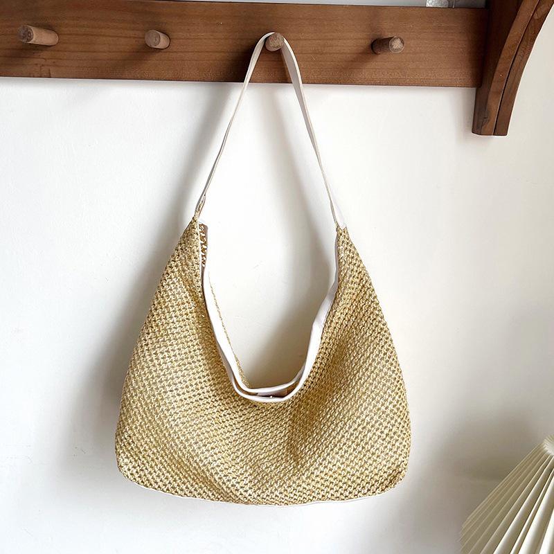 2026 Summer Fashion Women's Large Capacity Woven Straw Tote - Casual Single Shoulder Underarm Bag