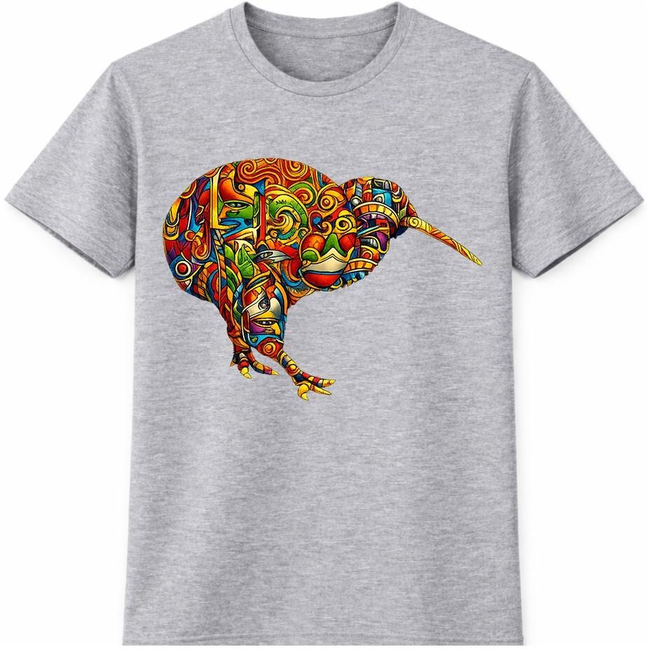 Kiwi Vogel T-shirt Kleurrijk Abstract Dierlijke Kunst Grafisch T-shirt