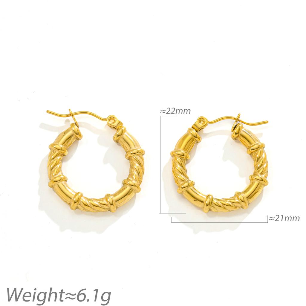 French Retro Knot Circle Earrings Women'S Plated 18K Gold Titanium Steel Earrings Do Not Fade Christmas Gift