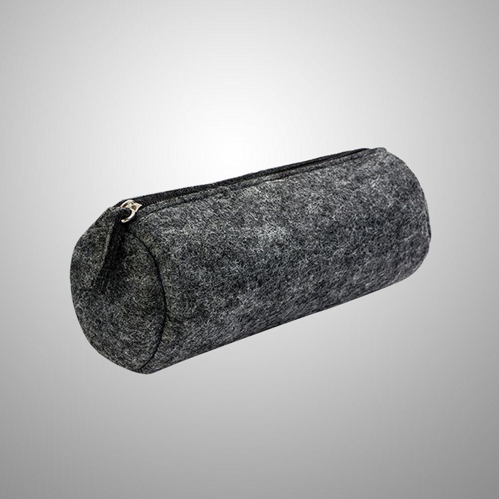 Round Felt Pencil Case Pen Bag Large Capacity Simple Design Makeup Pouch Storage Organizer Pen Bag Makeup Pouch