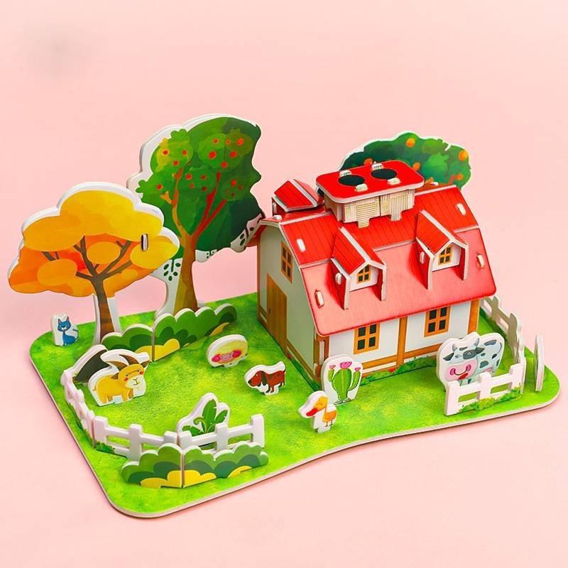 Large Foam 3d Puzzle Card For Kids Diy Handmade Assembly Rainbow Castle Educational Jigsaw