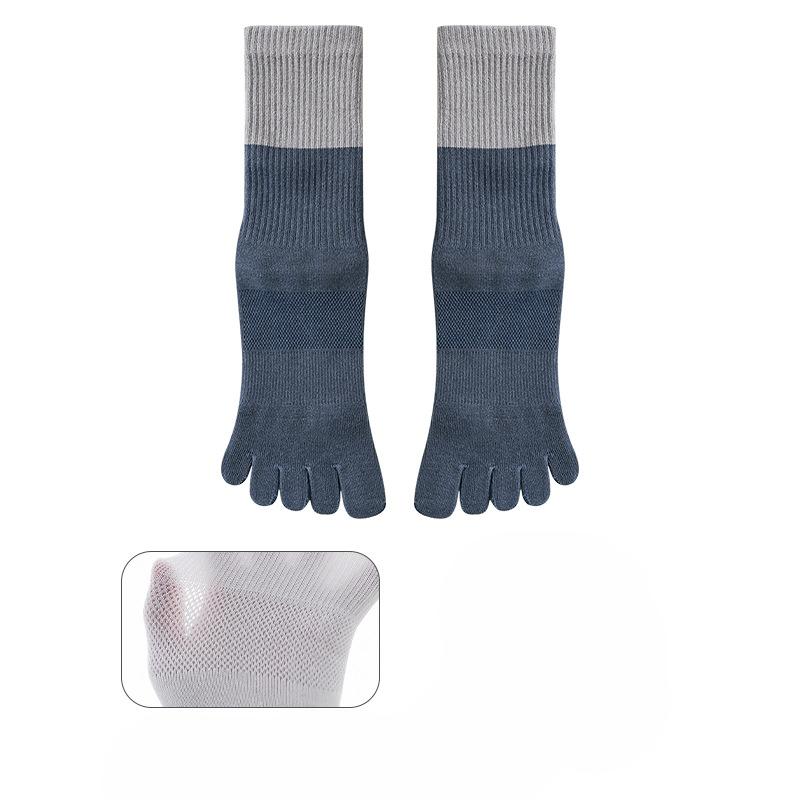Men's Autumn Cotton Mid-tube Sweat-absorbing, Odor-proof, Mesh Breathable Men's Socks, Color-matching Casual Five-finger Socks