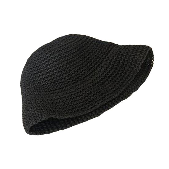 Summer Hat Versatile Solid Color Short Basin Knitted Straw Hat Fashion