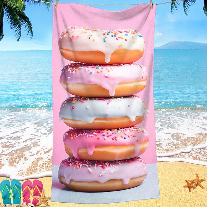 

Beach Towel Donut Pattern Sun Protection Windproof Suitable For Swimming Pool Camping Travel Blanket W30*H60(CM)