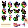 24pcs 2026 New Easter Party Scratch Paintings,Rabbit Festival Scratch Cards,Easter DIY Gift Decoration Hangtags,Home Decoration.