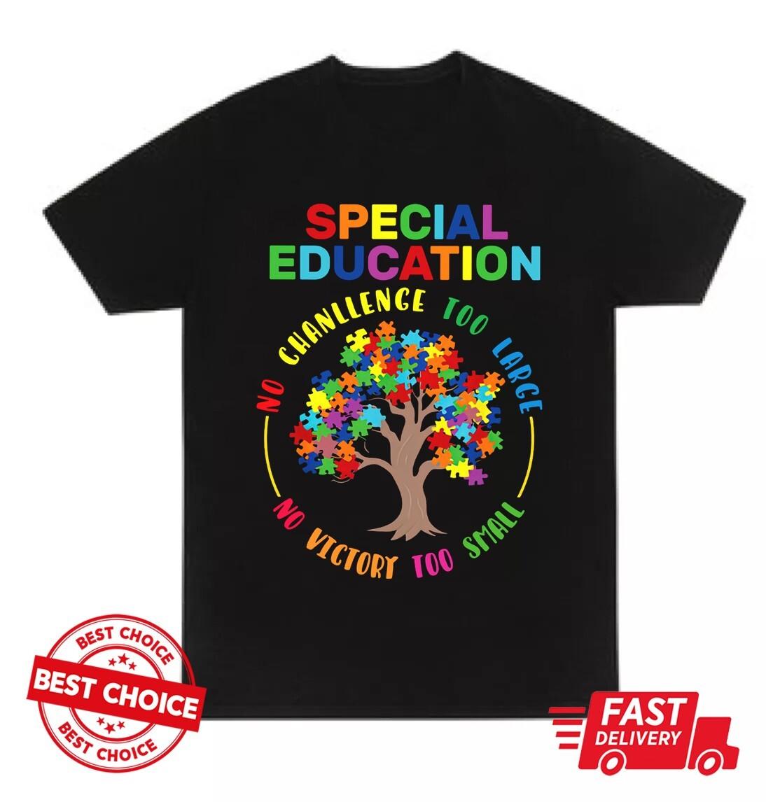 Special Education Teacher Autism Awareness Unisex Black T-Shirt XXXXL