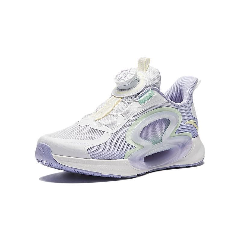 Anta Kids Monthly Mesh Breathable Shock Absorbing Low Top Running Shoes Kids sneaker White Purple A322425599-2
