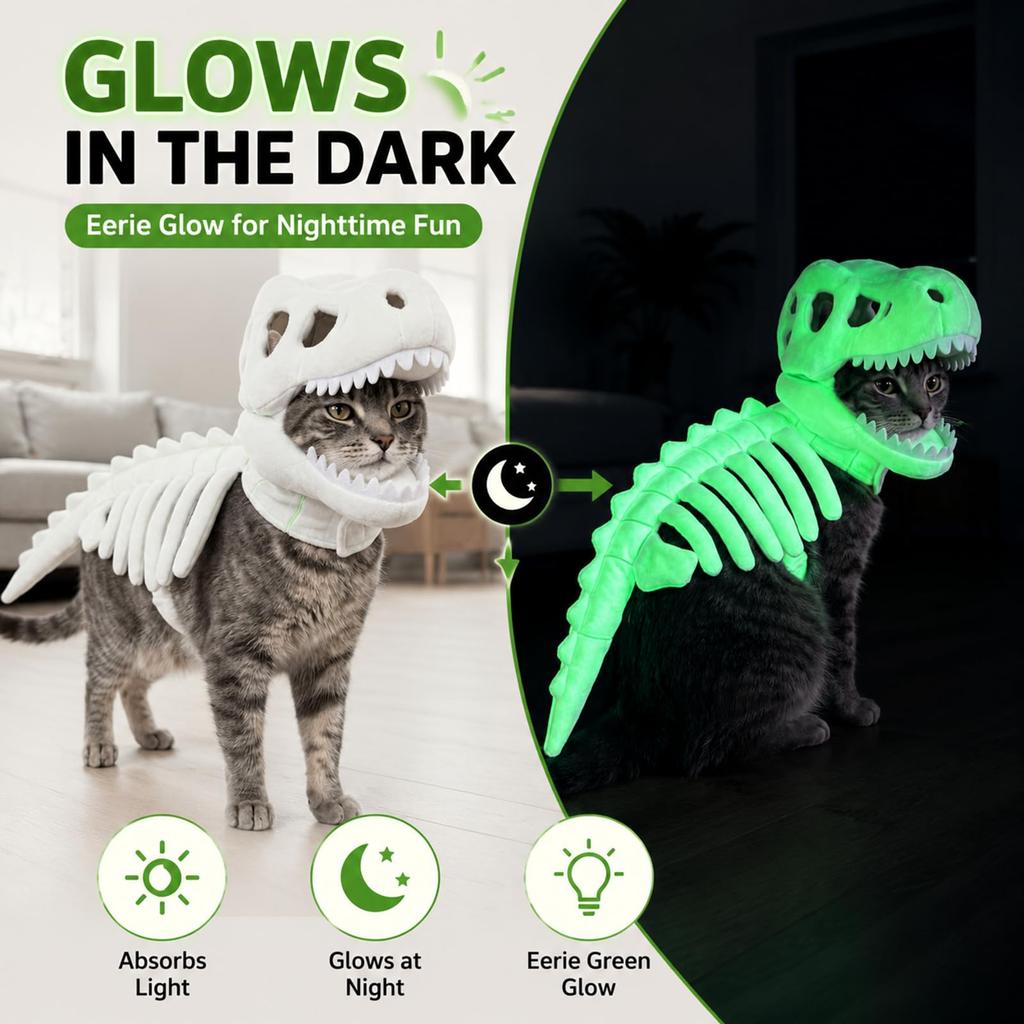 Infant -in-the-Dark Dinosaur Skeleton Hood for Costume Play