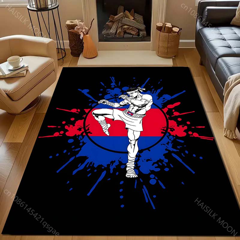

Muay Thai Fighting Print Carpet for Bedroom Living Room Bedside Sofa Floor Mat Modern Home Decor Area Rug Large Size 40x60cm (16x24in)