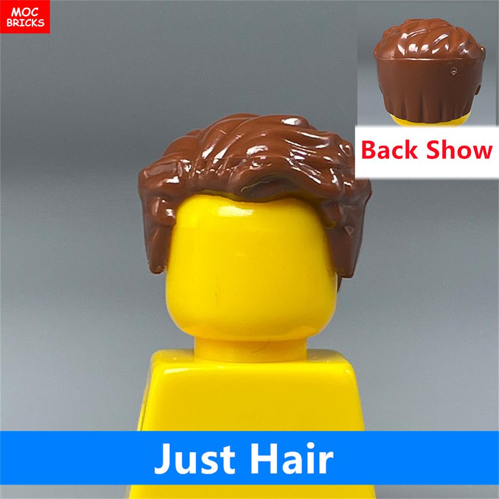 MOC Bricks 4cm Figure Body Wear Male Boy Fire Brown Hairs Assembled Building Blocks Educatinal Plastic Toys