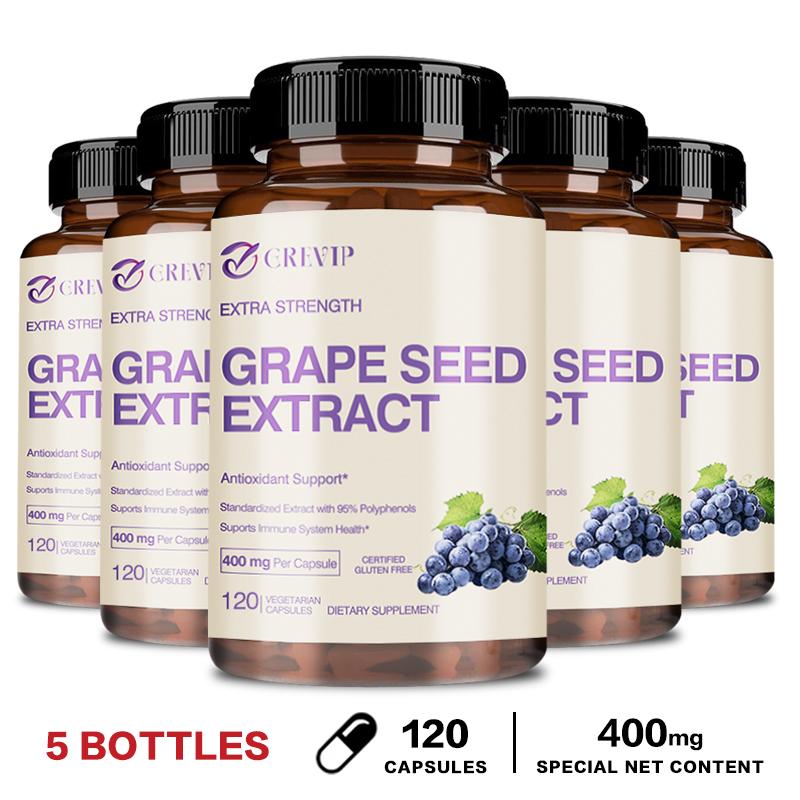 CREVIP High-Content Grape Seed Extract Capsules, Proanthocyanidins, Antioxidant, Suitable for Both Men and Women