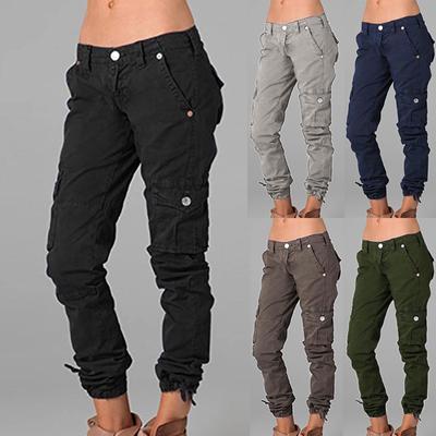 Women's Solid Color Stitching Pocket Zipper Casual And Comfortable Trousers