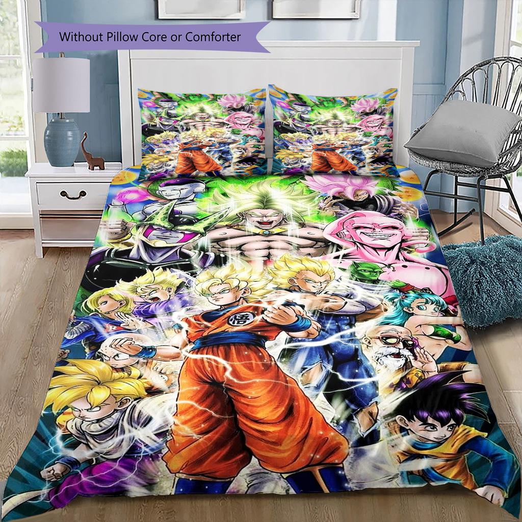 Set cu cuvertură și fețe de pernă cu model de desene animate Decorare casă Cadou de ziua de naștere (1 * husă de pilotă + 2 * fețe de pernă, fără miez)