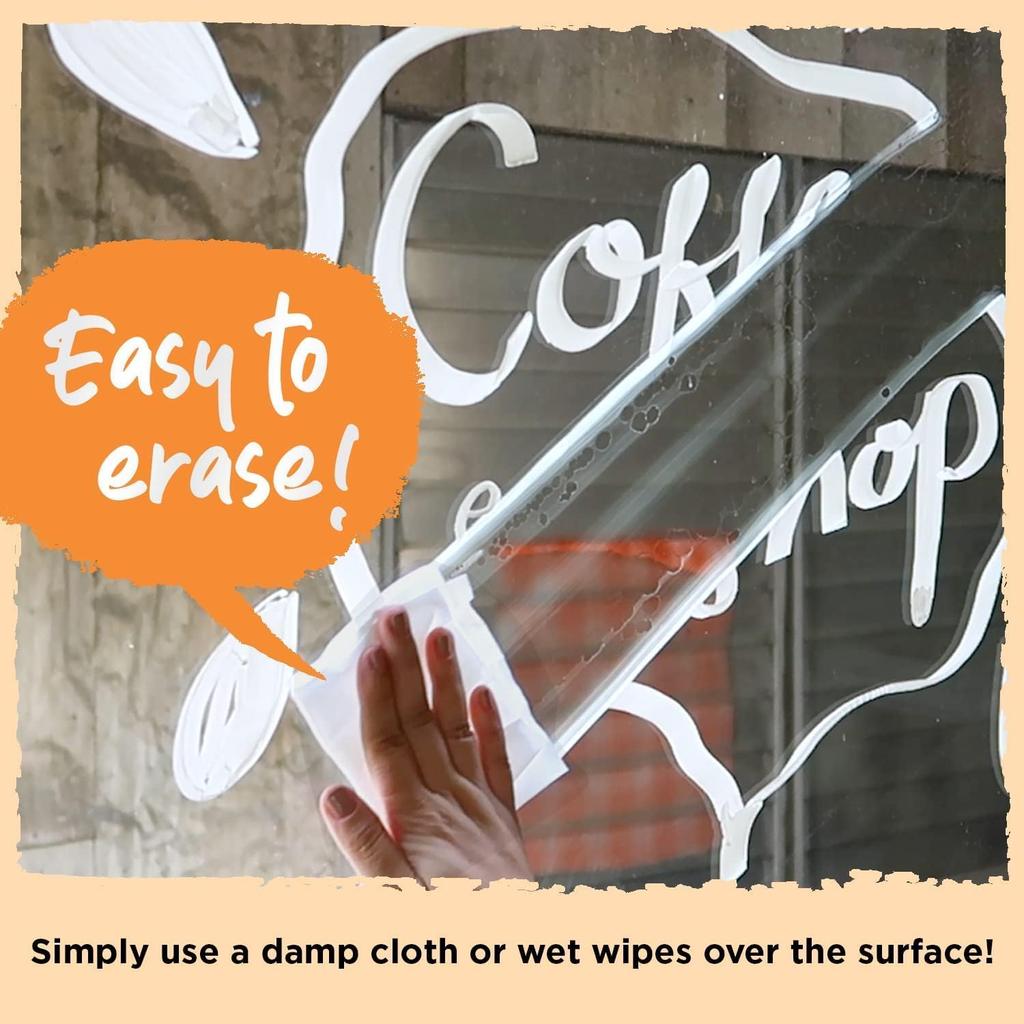 8 Washable Window Markers for Cars - 15mm Jumbo, 3 in 1 Nib, 28g Ink - Liquid Chalk Markers for Chalkboard, Blackboard, Glass, Bistro, Auto, Menu