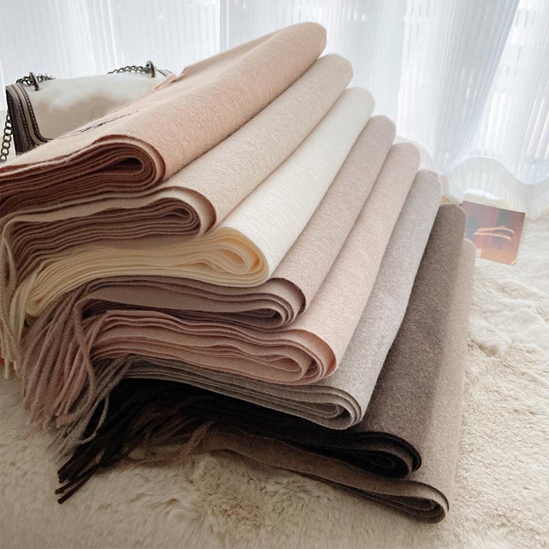 Winter Cashmere Solid Color Pashmina Tassel Scarf for Women Warm Scarves Wraps Girls Thicken Warm Shawl Wrap Echarpe Stole