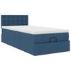 Ottoman Bed with Mattress Blue 90x200 Cm Fabric