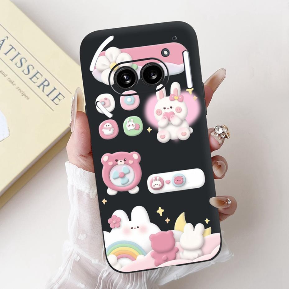 Fashion Painting Phone Case For Nothing Phone (2a) Plus Black Silicone Soft Cover For Nothing Phone 2 Phone2a Cases Bumpers