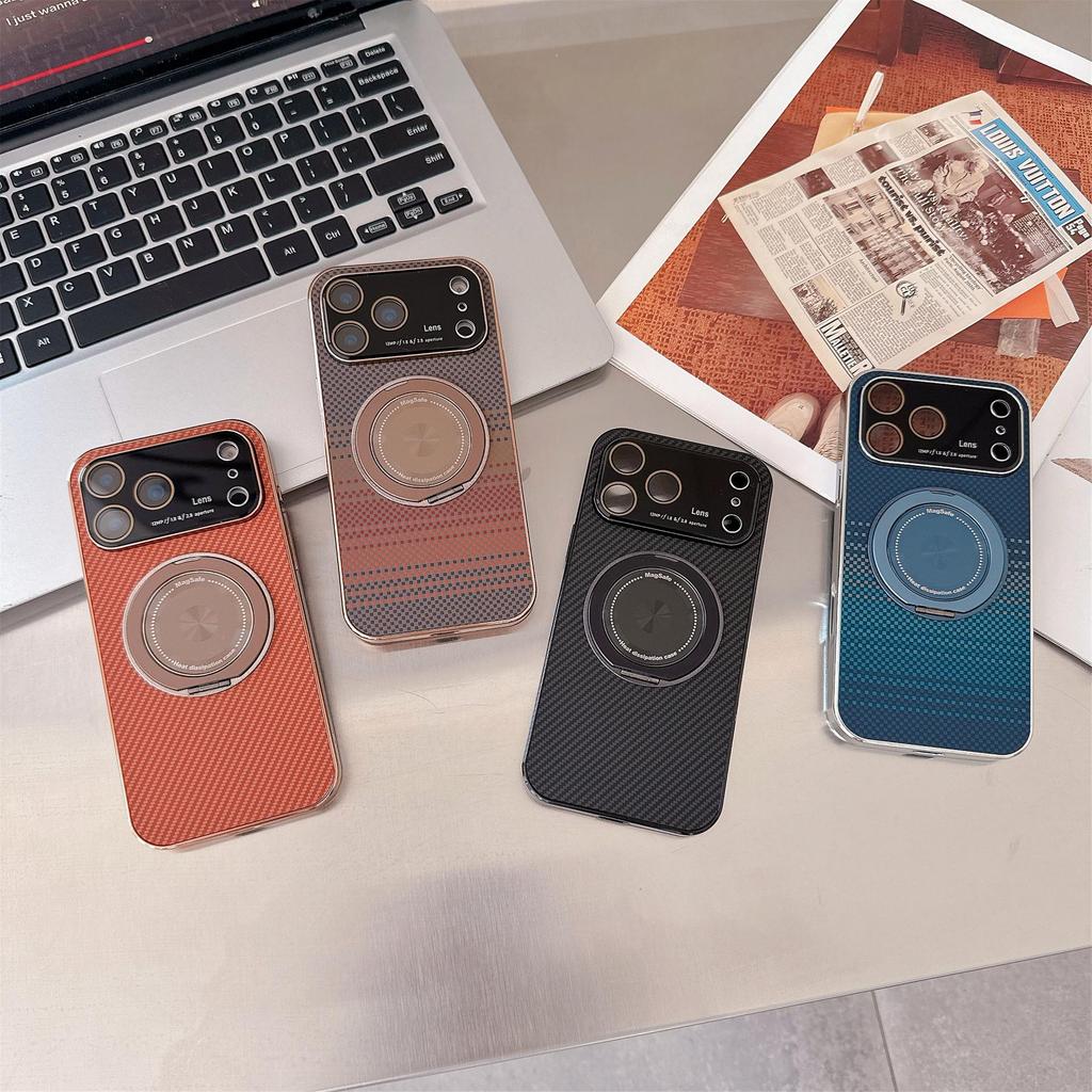 iPhone 17 Pro Max Carbon Fiber Magnetic Case with Large Window - Compatible with iPhone 16/17 Pro.
