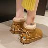 Koreanische Version modische personalisierte Riemen flauschige umgeschlagene Schneestiefel Damen 2025 neu retro dicksohlige Plüsch warme kurze Stiefel