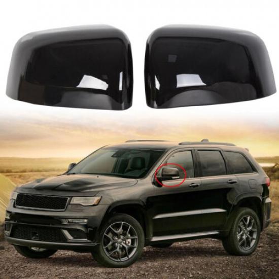 Gloss Black Rearview Mirror Cover Cap Left & Right For Grand Cherokee 2011-