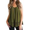 Women Vest Sleeveless Round Neck Lace Hem Solid Color Plus Size